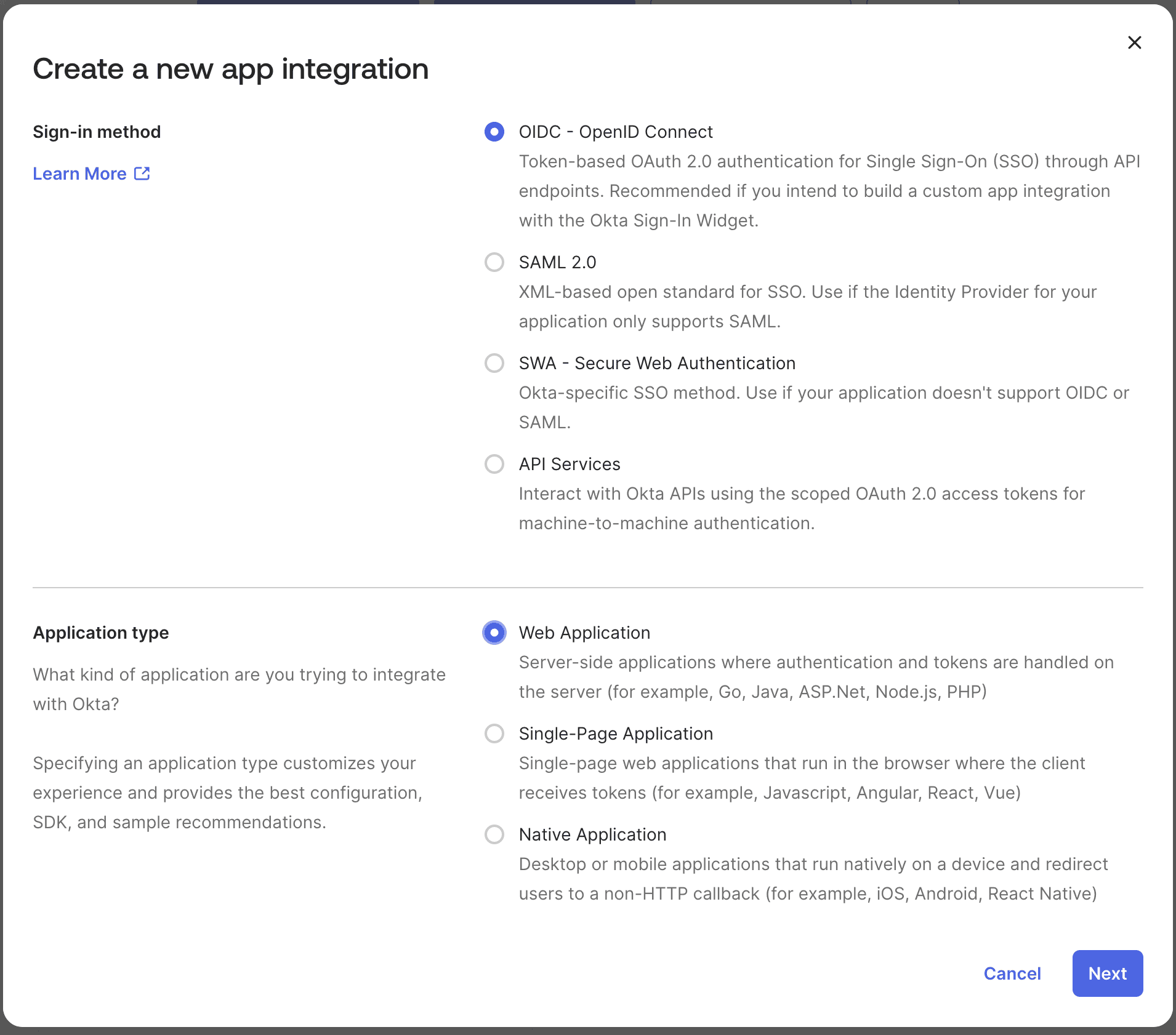 Create OIDC Application