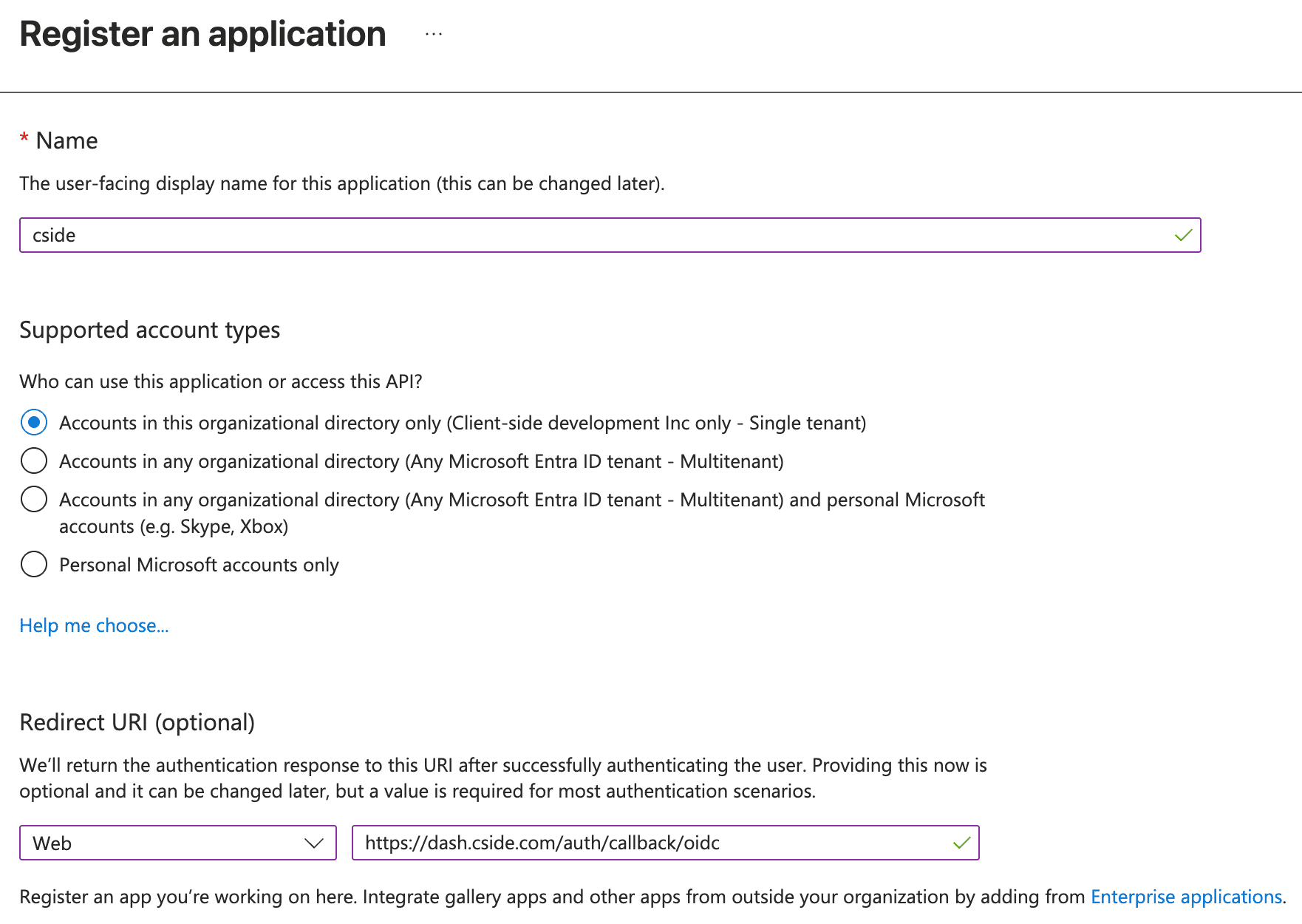 Register an application