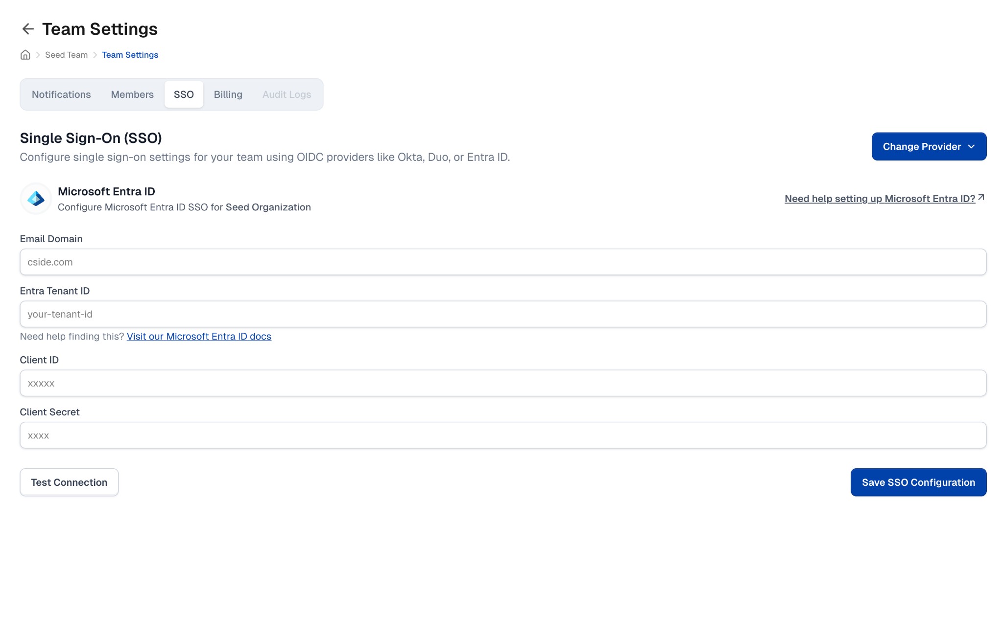 Configuracion de Microsoft Entra ID SSO