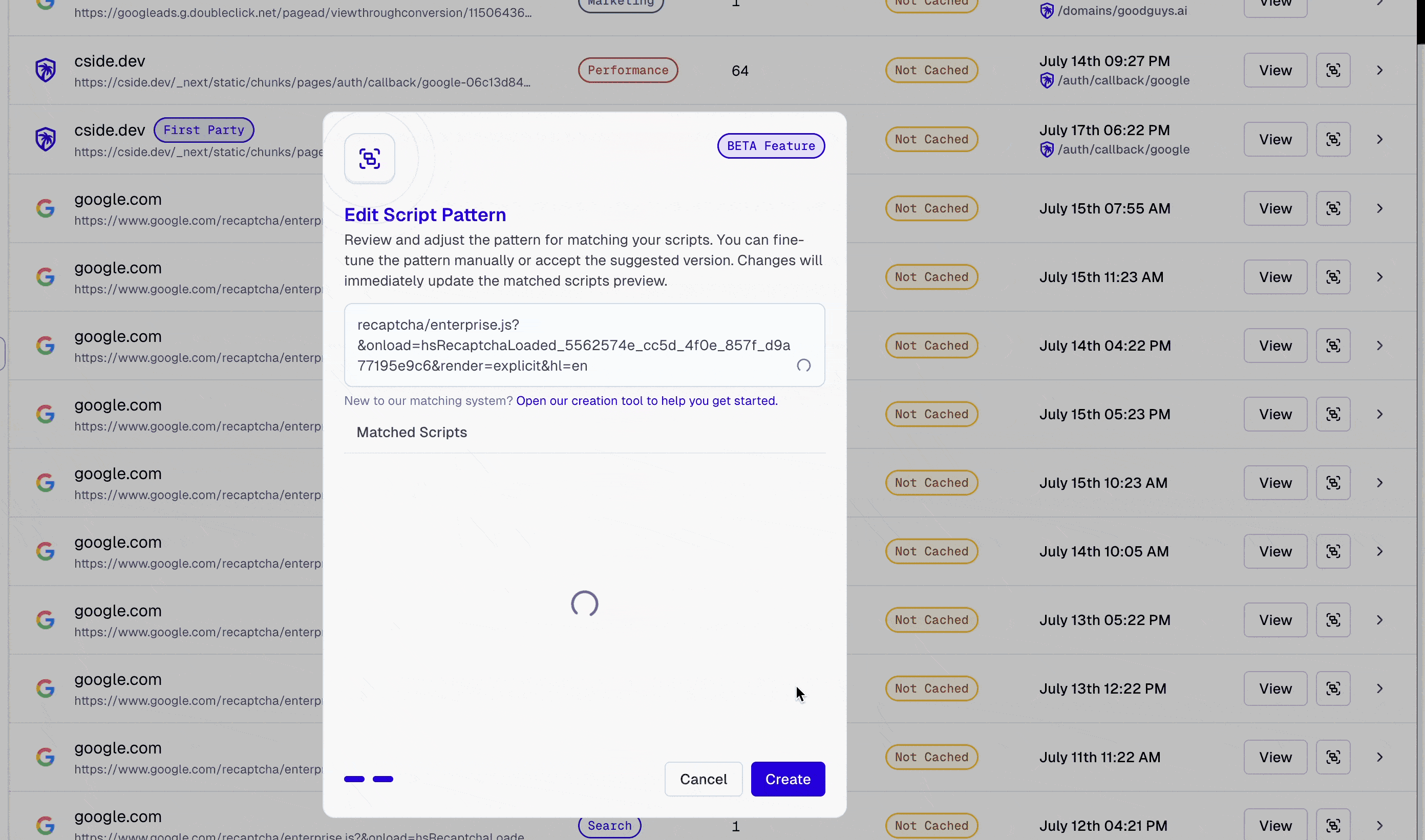 Aangepaste script-patroonherkenning in cside